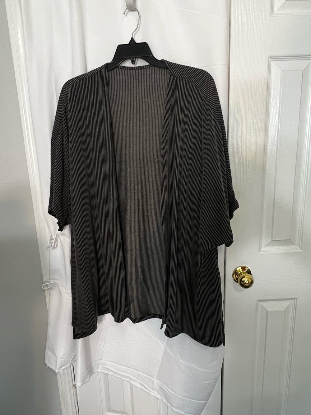 Ribbed Open-Front Cardigan in Heather Gray - Plus Size